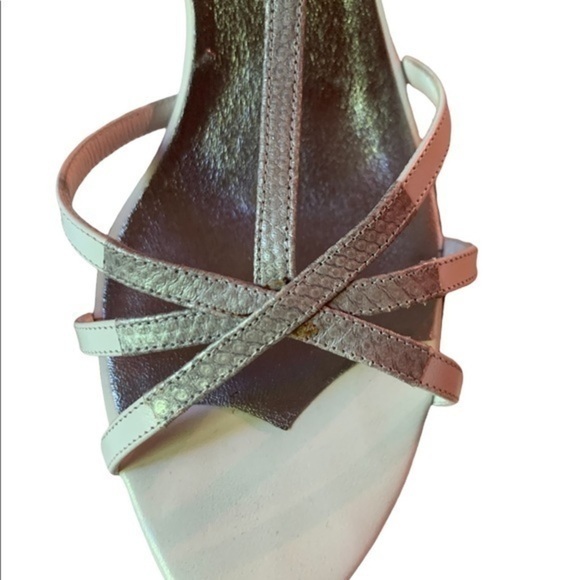 Gunmetal White & Silver Strappy 3” Sandals EU 38 - Picture 4 of 11
